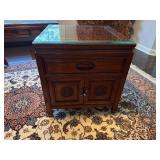 Vintage Chinese End Table with Glass Topper 22" wide x 22" deep x 23 1/2" tall