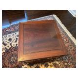 Vintage Chinese End Table with Glass Topper 22" wide x 22" deep x 23 1/2" tall