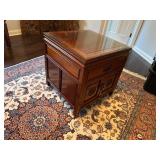 Vintage Chinese End Table with Glass Topper 22" wide x 22" deep x 23 1/2" tall