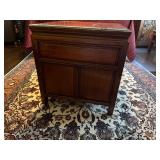 Vintage Chinese End Table with Glass Topper 22" wide x 22" deep x 23 1/2" tall