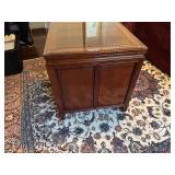 Vintage Chinese End Table with Glass Topper 22" wide x 22" deep x 23 1/2" tall