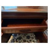 Vintage Chinese End Table with Glass Topper 22" wide x 22" deep x 23 1/2" tall