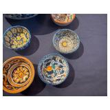 Beautiful Handcrafted Ceramic Bowl 7 1/2" with Eight Small Dipping Bowls
