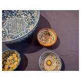 Beautiful Handcrafted Ceramic Bowl 7 1/2" with Eight Small Dipping Bowls