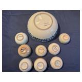 Beautiful Handcrafted Ceramic Bowl 7 1/2" with Eight Small Dipping Bowls