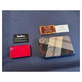 Tartan Check Wallet, Neiman Marcus Leather Card Holder, Spring Start Business Card Case (all appear unused)