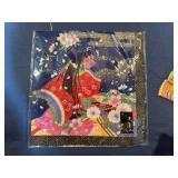 Japanese Handkerchief (Artwork Inspired by Tale of Genji), Five Unique Japanese Fans