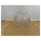 Vintage Lead Crystal Rose Bowl Vase (7" D x 7" T) minor chips on rim