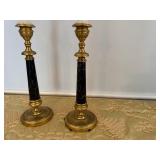 Pair of French Brass and Marble Candlesticks