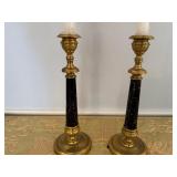 Pair of French Brass and Marble Candlesticks