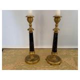 Pair of French Brass and Marble Candlesticks