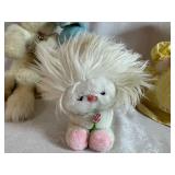 Vintage Plush Toys: Dakin Frou Frou Nature Babies, Yellow Plush Bunny, Blue Mom and Baby Plush Bunny, 1981 Charm Co Japan Cat