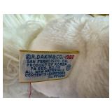 Vintage Plush Toys: Dakin Frou Frou Nature Babies, Yellow Plush Bunny, Blue Mom and Baby Plush Bunny, 1981 Charm Co Japan Cat