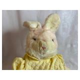 Vintage Plush Toys: Dakin Frou Frou Nature Babies, Yellow Plush Bunny, Blue Mom and Baby Plush Bunny, 1981 Charm Co Japan Cat