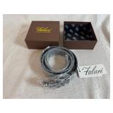 Falari Luxury Leatherwear Gray Belt with Silver Toned Alligator Buckle (estimated size 32/34)