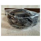 Falari Luxury Leatherwear Gray Belt with Silver Toned Alligator Buckle (estimated size 32/34)