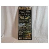 Cabin Rules Wood Sign (12" x 1/2" x 30")
