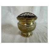 Vintage Brass Incense Burner, Vintage Triangular Brass Ashtray and Vintage Waterpipe