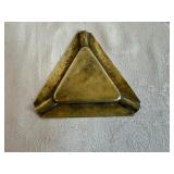 Vintage Brass Incense Burner, Vintage Triangular Brass Ashtray and Vintage Waterpipe