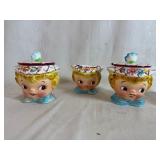 Lefton Miss Dainty Sugar Creamer Sugar Pot Jam Set of 3 and Fritz & Floyd French Market Collection Pig Salt and Pepper Shakers