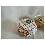 Lefton Miss Dainty Sugar Creamer Sugar Pot Jam Set of 3 and Fritz & Floyd French Market Collection Pig Salt and Pepper Shakers