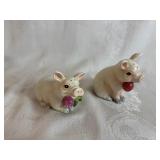 Lefton Miss Dainty Sugar Creamer Sugar Pot Jam Set of 3 and Fritz & Floyd French Market Collection Pig Salt and Pepper Shakers