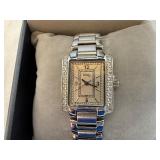 DMQ Diamonique CZ Siler Tone Quartz Watch