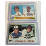 Nolan Ryan 2 Card Leaders Lot 1978 and 1979 Topps Strikeout Leaders Vintage Baseball Cards