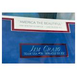 Jim Craig 3x Autographed w/ Beckett LOA 27x35.5" Framed and Matted "America the Beautiful" Miracle on Ice 1980 Team USA Hockey - Includes 2 Signed Limited Edition Cards