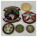Overseas Millitary Bases - 5 Coins and 2 Patches