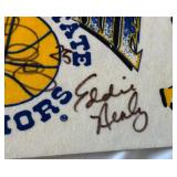 (2) Golden State Warriors Basketball Pennants - One Signed by Lattrell Spreewell and Other Players