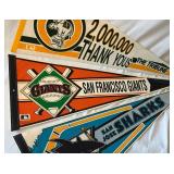 (3) Vintage Pennants - San Jose Sharks, San Francisco Giants, Oakland A