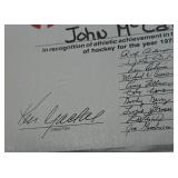 Ken Yackel Summer Hockey Camp Certificat - Notable printed signatures like Herb Brooks