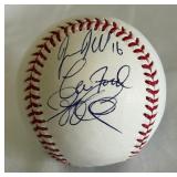Jason Kubel and Lew Ford (plus one unknown) Signed Baseball Rawlings OMLB Selig Ball