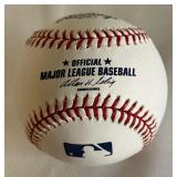 Jason Kubel and Lew Ford (plus one unknown) Signed Baseball Rawlings OMLB Selig Ball