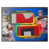 Byron Buxton/Carlos Correa 2024 Topps Triple Threads Dual Game-Used (NASTY Patches) Blue 3/3 Minnesota Twins Baseball Card No. DRJ-CB