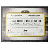 Byron Buxton/Carlos Correa 2024 Topps Triple Threads Dual Game-Used (NASTY Patches) Blue 3/3 Minnesota Twins Baseball Card No. DRJ-CB