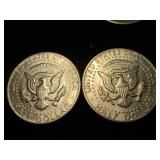 Six 1971 Kennedy Half Dollars