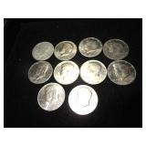 Ten Kennedy Half Dollars