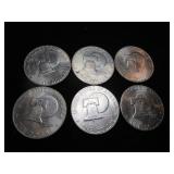 Six Bicentennial Eisenhower Dollar Coins