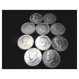 Ten Kennedy Half Dollars