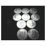 Ten Kennedy Half Dollars