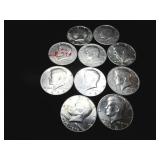 Ten Kennedy Half Dollars