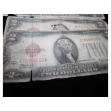 Five Red Seal $2 Bills, 1928