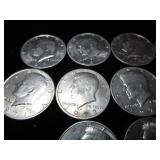 Ten Kennedy Half Dollars