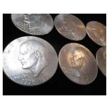 Six Eisenhower Dollar Coins