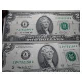 Six Two Dollar Bills