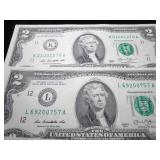 Six Two Dollar Bills