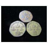 Three 5 Gourdes Haiti Coins
