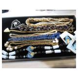 Necklaces, Multi-Strand, Faceted Blue Glass